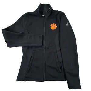 Clemson Tigers Jacket Women Small Black Spyder Waffle Knit Full Zip Layer Ladies